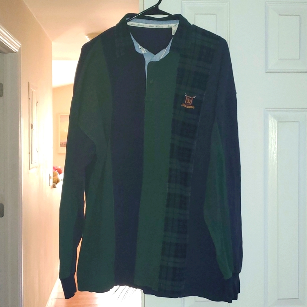 🚣‍♂️New River LS PatchWork Polo🚣‍♂️